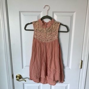 Rose pink high neck blouse